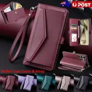 For Samsung S25 S24 S23 S22 S21 S20 Ultra Plus Note20 Leather Wallet Case Cover