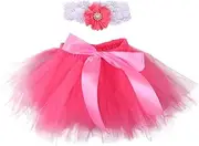 CAXUSD Newborn Baby Photo Prop Tutu Skirt Bow-Knot Dress Outfits with Headband