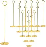 Urban Deco 16PK Gold Table Number Holders Place Card Holders 12 Inch Table Card Holders Steel Card Holders for Photos, Food Signs, Memo Notes, Weddings, Restaurants, Birthdays