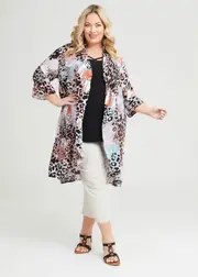 [TS] Taking Shape Animal Natural Duster Size 16 in Print, Viscose - Plus Size Women's Cardigans Print