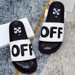 拖鞋 OFF-WHITE OFF STAMP 水平帶拖鞋,帶 OFF TO LETTER PRINTED 超熱、時尚、街