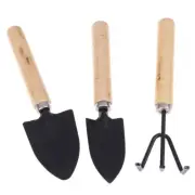 3Pcs/set Mini Garden Tool Sets Shovel Rake Spade Bonsai Tools Set Wood.YA