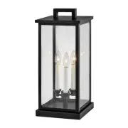3 Light Large Outdoor Pier Mount Lantern-Black Finish-LED Lamping Type - Outdoor