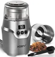 Digital Display Timer Electric Coffee Grinder, 150W Herb Grinder, Large Capac...