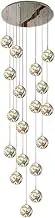 LED Staircase Chandelier for Villa,8/10/12/15/18-Lights Large Chandeliers for High Ceilings,Modern Pendant Lighting for Stairwell/Stairway,Stainless Steel Base(18 Lights, Smoke Gray)
