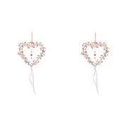 2x LVD Beaded Heart Jewels Decorative Sculpture Hanging Ornament Home Decor