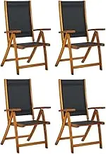 Garden Chair Folding Garden Chairs 4 pcs Solid Wood Acacia and Textilene Patio Seating