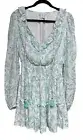 HOUSE OF HARLOW 1960 Mini Dress Mint Green Paisley Smocked Women’s Size Small