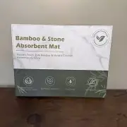 Vellecove Fast Drying Bamboo & Stone Kitchen Absorbent Mat; Diatomaceous Earth