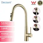 Decaura Brushed Gold 3-Mode Spray Pull Out Stainless Steel Kitchen Mixer Tap