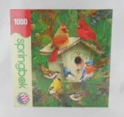 Springbok Feathered Retreat 1000 Piece Puzzle Birdhouse Birds Nature 24"X30"