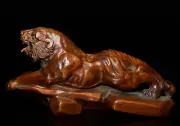 Fine Handmade Carved Boxwood Mountain Tiger Ornaments, Zodiac Tiger Ornaments