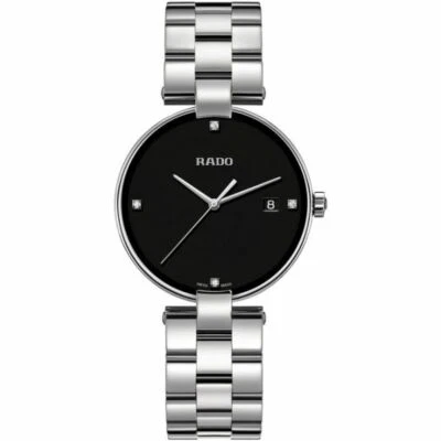 Rado Coupole Black Dial Diamond Stainless Steel Womens Watch R22852703