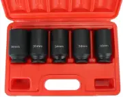 5PCS 1/2-Inch Drive Deep Spindle Axle Nut Impact Socket Set, 12 Point Metric,...
