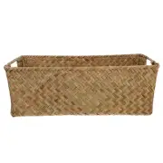 Nuts Laundry Basket with Lid Kitchen Storage Box Mat Grass Woven Bread Baby