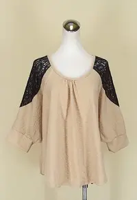 在飛比找Yahoo!奇摩拍賣優惠-貞新二手衣 韓 粉裸雕花圓領長袖蕾絲棉質洋裝F號(82538