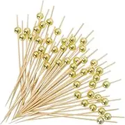 100PCS Fancy Toothpicks for Appetizers, Gold Cocktail Picks for Party Decoration, Appetizer Skewers for Charcuterie Sandwich Burgers Fruit - 4.7 inch