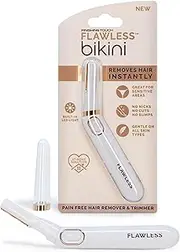 Finishing Touch Flawless Bikini Shaver and Trimmer Hair Remover for Women, Dry Use Electric Razor, Personal Groomer for Intimate Ladies Shaving, No Bump, Smooth Shave, white