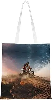 GaxfjRu Motocross Canvas Tote Bag for Women,Concert Tour Tote Bag, Bag Reusable Large Capacity Women Handbags, Black, One Size