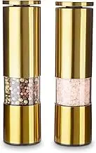 Echtwerk 2-Piece Spice Mill Set, Salt and Pepper Mill Made of High-Quality Stainless Steel with ABS Ceramic Grinder, Manual, for Pepper, Salt and Chilli, Gold Edition