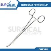 12" Curved Hemostat Forceps Locking Clamps - Stainless Steel German Grade