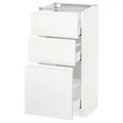 METOD base cabinet with 3 drawers, white Maximera/Voxtorp matt white, 40x37x80 cm