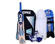 CW Smasher Right Hand Cricket Set in Cricket Kit Bag Backpack Junior Size 4 Kashmir Willow Bat Batting Leg Guards Batting Gloves Kids Age 8-9 Year