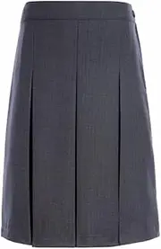 [Tommy Hilfiger] Girls Solid Box Pleat Skirt, Kids School Uniform Clothes for Little or Big Girls with Plus Sizes, Adjustable Waistband, Hidden Side Zip with Button Closure - Charcoal Grey, Size 6X