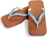 Hajime(一歩) [One Step] [Hajime] Geta Geta Clogs, Soft and Water Resistant, Made of Sponge, 11.2 inches (28.5 cm), BR/Checkered x Sky Blue, Checkered x Sky Blue, Strawberry × Sky Blue, 28.5 cm