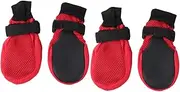 1 Set Breathable Mesh Dog Boots Red Nonslip Sole Paw Protector for Dogs Comfortable Pet Shoes for Outdoor Activities for Running Walking and Sports