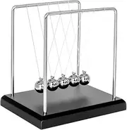Newtons Cradle BallsNewton's Metal Balance Kids Toys with Black Wooden Base Science Kinetic Psychology Game for Office Stress Relief and Intelligence Development