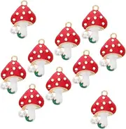 [LRXIYODE] 10pcs Alloy Mushroom Charms Enamel Diy Jewelry Crafts for Necklace Bracelet Making