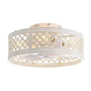 Breezary Webb 16.5" White Indoor Flush Mount Caged Ceiling Fan w/ Remote & Light