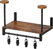 Motorcycle Hat Wall Mount - Wooden Display Rack with Clips and Hooks for Organized Storage | A Neat Solution for Multipurpose Hanger Stand, Helmet, Coat, Gloves, Entrance Accessories