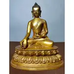 純銅鎏金佛像 釋迦牟尼佛一尊居家恭請供奉佛像擺件 神像擺件-956