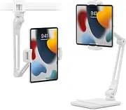 Twelve South HoverBar Duo (2nd Gen) for iPad/iPad Pro/Tablets | Adjustable Arm with New Quick-Release Weighted Base and Surface Clamp Attachments for Mounting iPad (White)