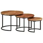 Nesting tables solid acacia wood black coffee table 3 pcs versatile size 3900