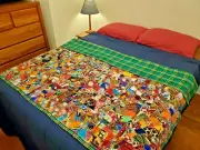 Handmade African Patchwork Crazy Quilt 54" x 72" LARGE Green Plaid for CHARITY!