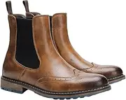 [Harssidanzar] Mens Chelsea Boots,Stylish and Comfort Leather Slip On Casual Dress Boots Slip-On Boots Shoes for Men KM304US