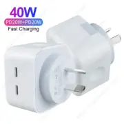 40W DUAL USB-C PD Fast Wall Charger Power Adapter TypeC Brick For iPhone Samsung