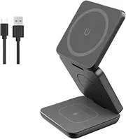3 in 1 Wireless Charger Stand Magnetic Foldable Wireless Charging Station for Phone 15 14 13 12 Pro Max IWatch 8 9 Charger(Black)