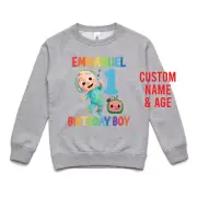 Cocomelon Birthday Jumper, Customised Name and Number, Birthday Boy or Girl