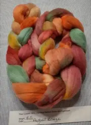 USA Sourced Hand Dyed Painted Med Wool Combed Top Roving Spinning Felting August