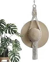 Macrame Hat Hanger | Hand Weaving Boho Hat Hanger Wall Organizer - Modern Cowboy Women Hat Holder Display Hanger for Wide Brim