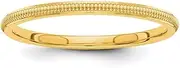 [JewelryWeb] 14ct Yellow Gold Solid Polished Flat edge 1.5mm Milgrain Band Ring Jewelry Gifts for Women - Ring Size Options Range: H to P
