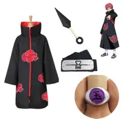 Adult Naruto Akatsuki Robe Cloak Sasori Costume Ring Headband Kunai