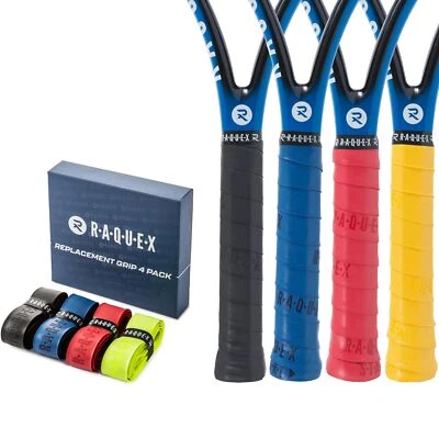 Raquex Enhance Replacement Racket Grip 4 Pack: Badminton, Tennis,