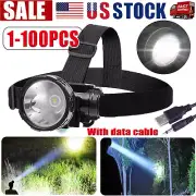 Led Headlight Miner Mining Lamp Torch Camping Fishing Bright Rechargable Light
