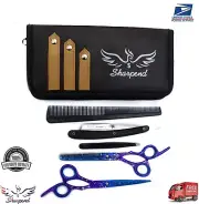 PROFESSIONAL Barber Hairdressing Scissors Set Hair Cutting Thinning Shears+ Case