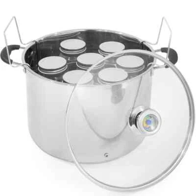 Barton Stock Pot 20qt Stainless Steel w/ Temperature Indicator + Canning Jars
